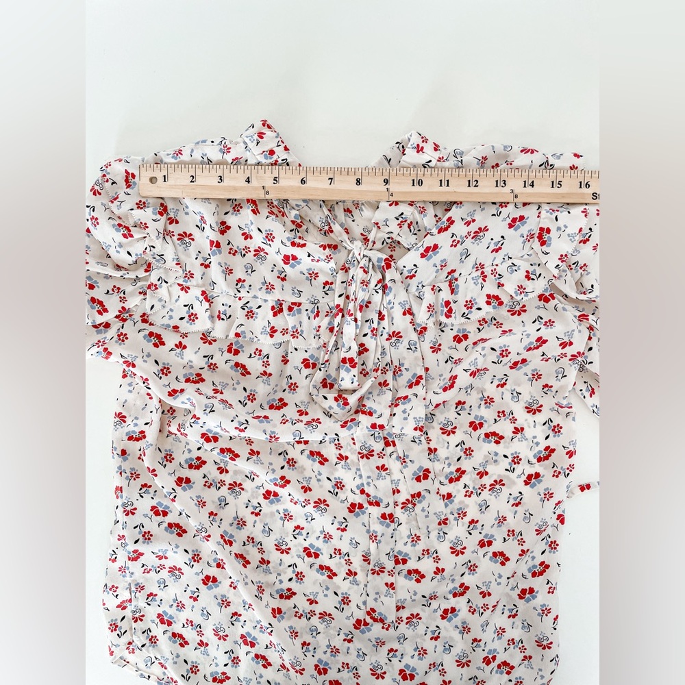 Veronica beard Howell Floral Print Silk Ruffle Blouse Top size 0 - Picture 10 of 12